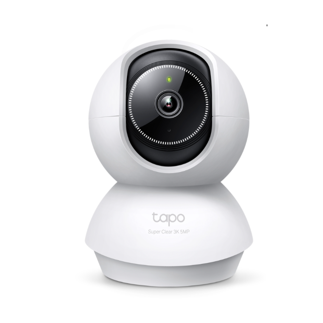 White TP-Link Tapo security camera on a white background